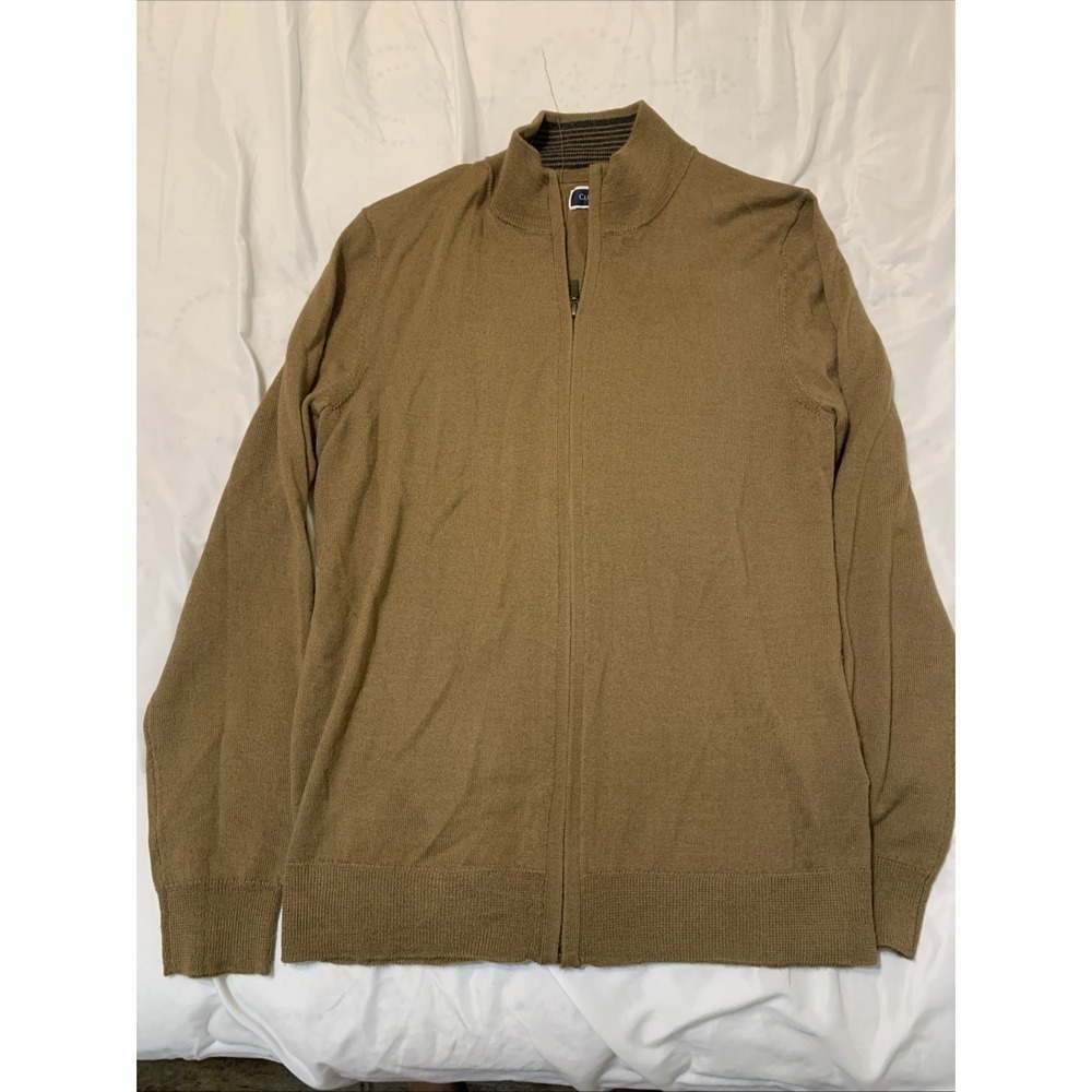 Club Room Castigan men's size s full zip brown 52% merino wool